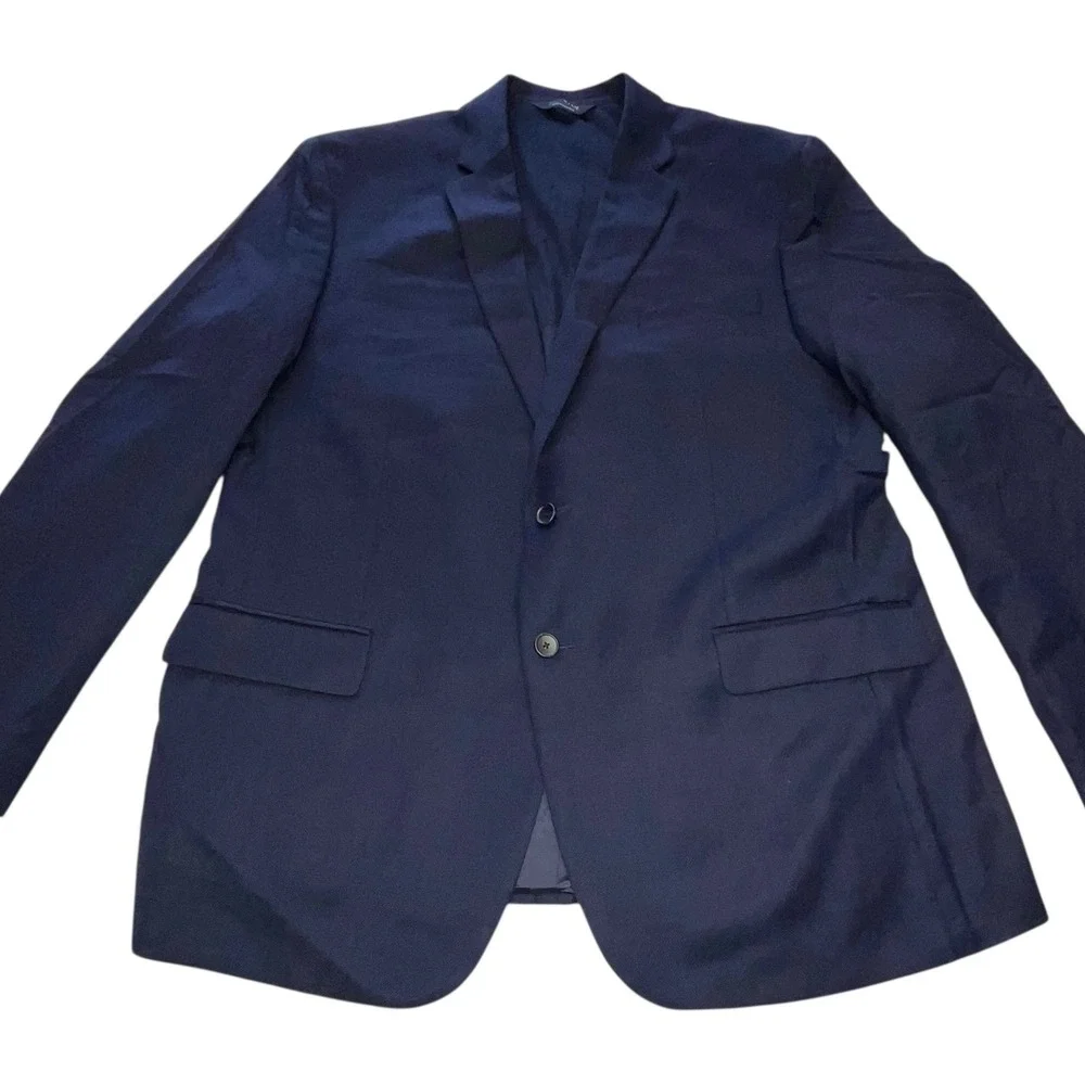 Jos A Bank Traveler Tech Navy Wool Blend Sport Coat Blazer 48 Long Slim Fit NWOT
